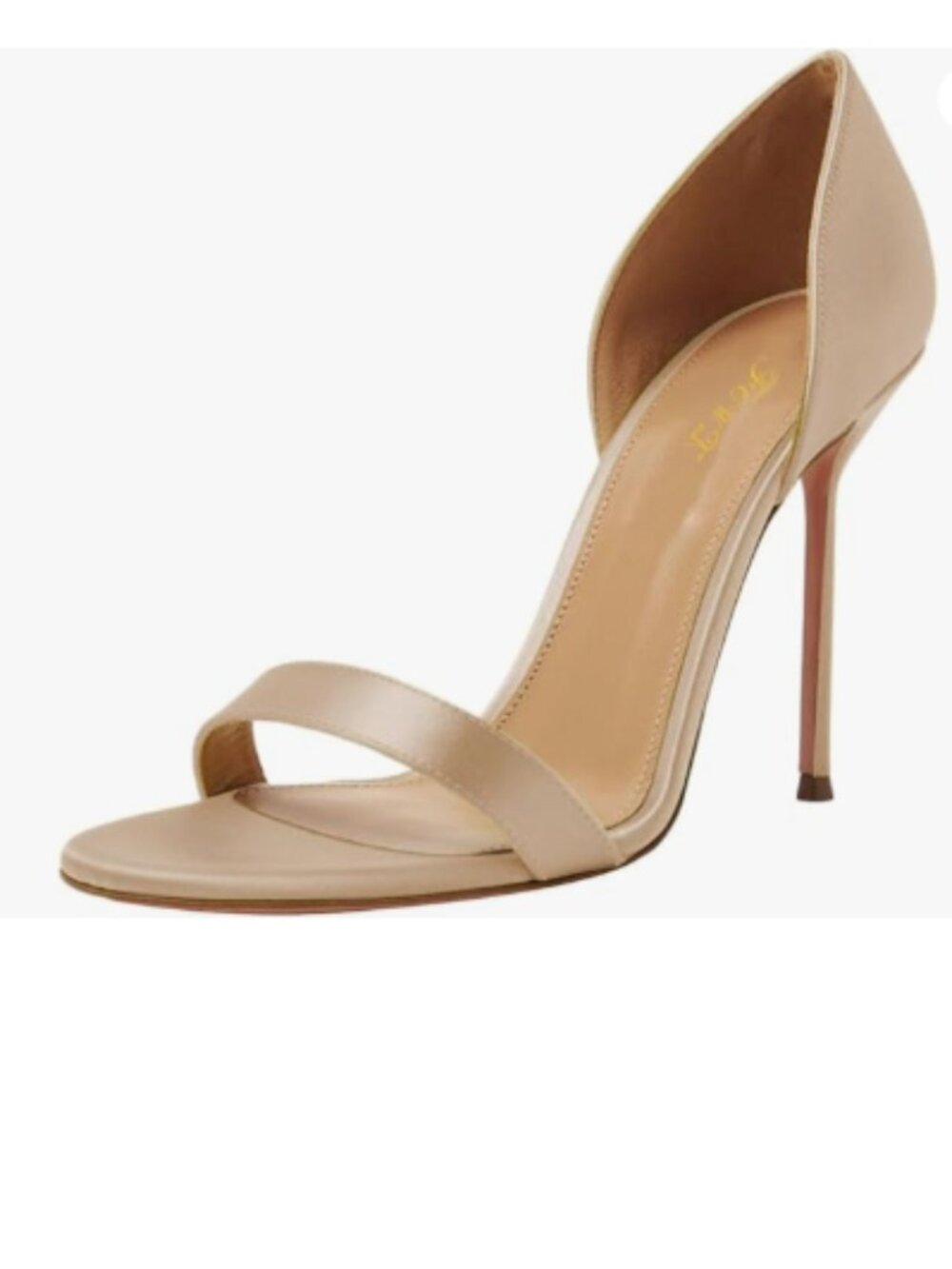 FOWT Nude Open Toe Sandals Stiletto High Heel Pumps Slip on Dressy D'orsays Shoe